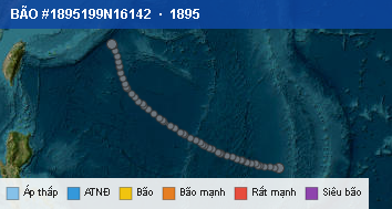 Quỹ đạo di chuyển của BÃO #1895199N16142 (1895)