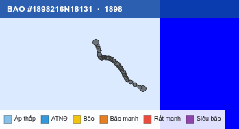 Quỹ đạo di chuyển của BÃO #1898216N18131 (1898)