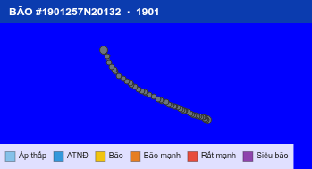 Quỹ đạo di chuyển của BÃO #1901257N20132 (1901)
