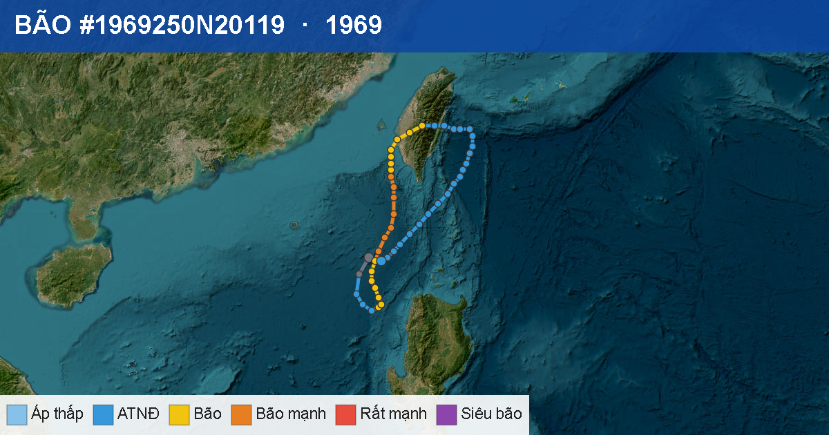 Quỹ đạo di chuyển của BÃO #1969250N20119 (1969)