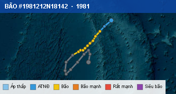 Quỹ đạo di chuyển của BÃO #1981212N18142 (1981)