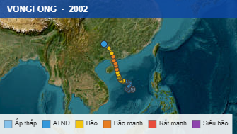 Quỹ đạo di chuyển của VONGFONG (2002)