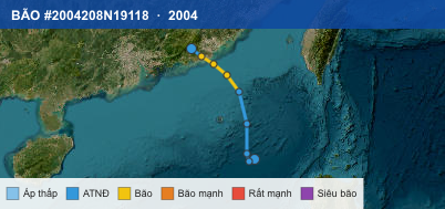 Quỹ đạo di chuyển của BÃO #2004208N19118 (2004)