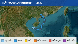 Quỹ đạo di chuyển của BÃO #2006234N18109 (2006)