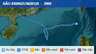 Quỹ đạo di chuyển của BÃO #2006253N20120 (2006)
