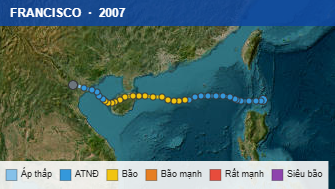 Quỹ đạo di chuyển của FRANCISCO (2007)