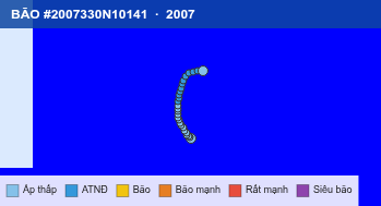 Quỹ đạo di chuyển của BÃO #2007330N10141 (2007)