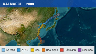 Quỹ đạo di chuyển của KALMAEGI (2008)
