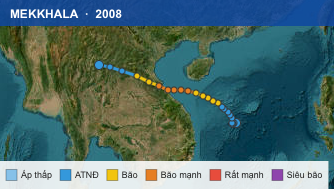 Quỹ đạo di chuyển của MEKKHALA (2008)