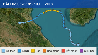 Quỹ đạo di chuyển của BÃO #2008286N17109 (2008)