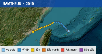 Quỹ đạo di chuyển của NAMTHEUN (2010)