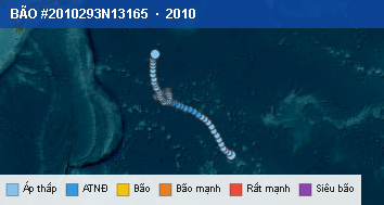 Quỹ đạo di chuyển của BÃO #2010293N13165 (2010)