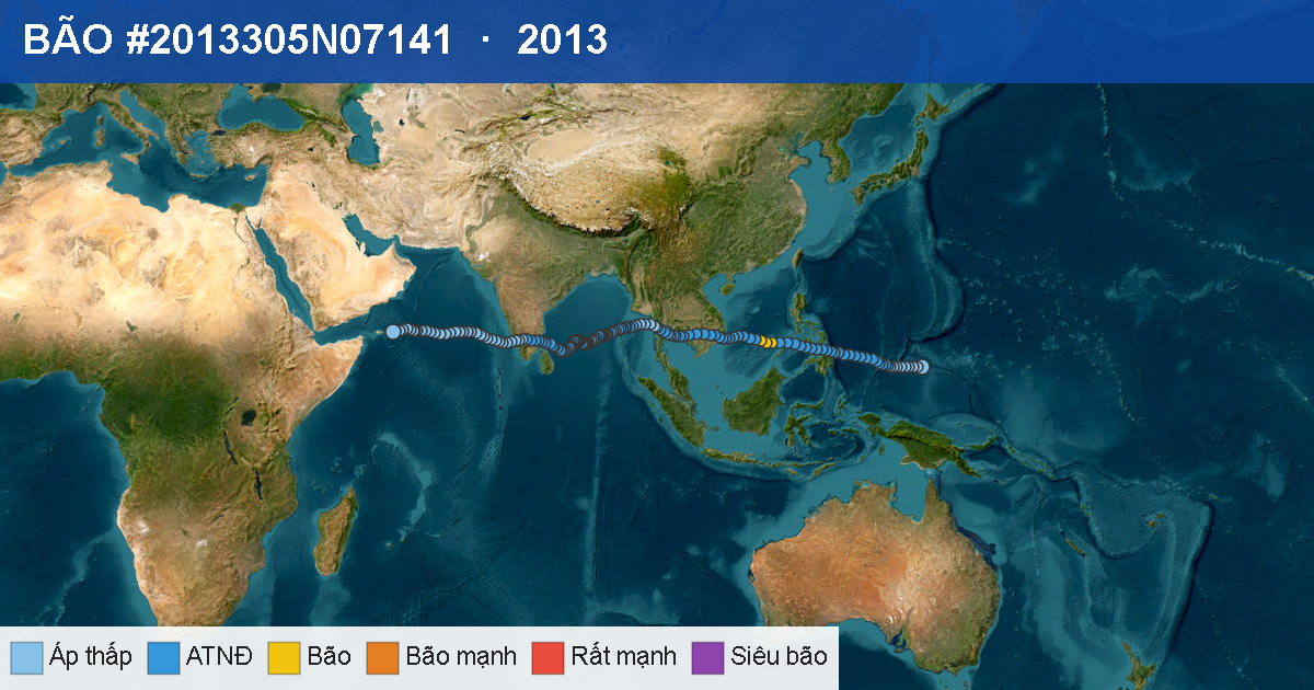 Quỹ đạo di chuyển của BÃO #2013305N07141 (2013)