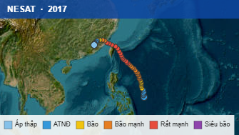 Quỹ đạo di chuyển của NESAT (2017)