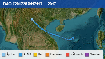 Quỹ đạo di chuyển của BÃO #2017282N17113 (2017)
