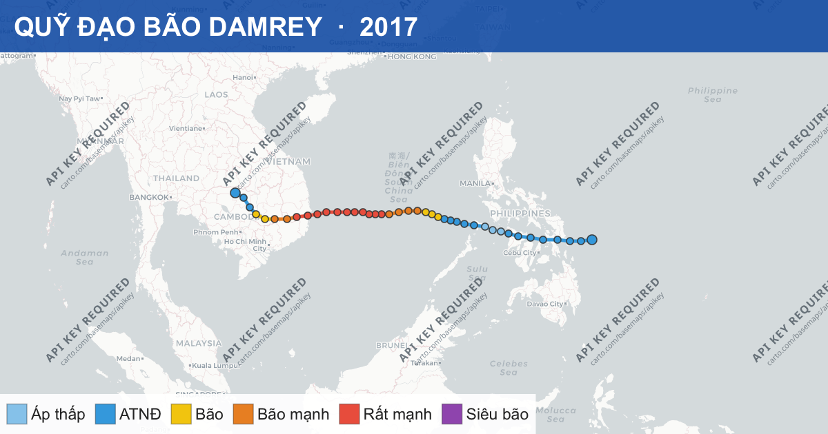 Quỹ đạo di chuyển của DAMREY (2017)